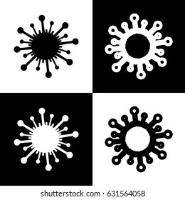 Virus sign illustration. Vector. Black and white icons and line icon on chess board.
