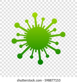 Virus sign illustration. Vector. Green gradient icon on transparent background.