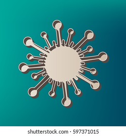 Virus sign illustration. Vector. Icon printed at 3d on sea color background.