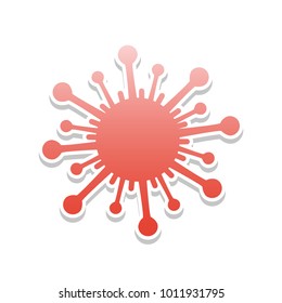 Virus sign illustration. Vector. Reddish icon with white and gray shadow on white background. Isolated.