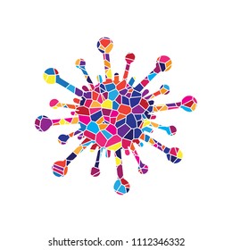 Virus sign illustration. Vector. Stained glass icon on white background. Colorful polygons. Isolated.