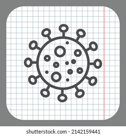 Virus simple icon. Flat desing. On graph paper. Grey background.ai