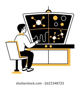 Abbildung des Virus-Simulationssystems in handgezeichnetem Stil 
