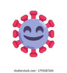 Virus Smiling face with smiling eyes flat icon, vector sign, happy coronavirus emoticon colorful pictogram isolated on white. Symbol, logo illustration. Flat style design