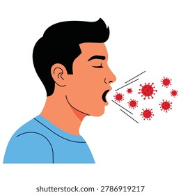 Virus spread illustration featuring coughing infection flu and respiratory disease concept for healthcare and medical awareness design projects