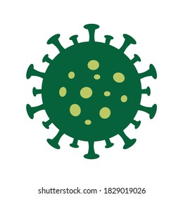 Virus spread from person to person by way of coughing, sneezing or simply talking, spread through the air and direct contact, computer virus, corona, covid, green on white background.