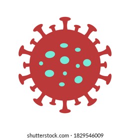 Virus spread from person to person by way of coughing, sneezing or simply talking, spread through the air and direct contact, computer virus, corona, covid, red on white background.