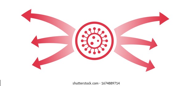 Virus spread as war attack or assault concept. Virus spread red arrows. Coronavirus, COVID 19 spreading infographics elements for map. Coronavirus, COVID-19 infection infographics. Vector illustration