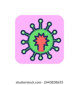 Virus extendiéndose icono de línea delgada. Bacterias, enfermedad, contagio. Concepto de salud y virología. Elemento de símbolo de ilustración vectorial para diseño web y aplicaciones