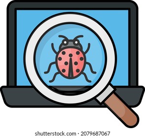 Virus And Spyware Scan Concept, Malware Scanning Vector Color Icon Design, Software And Web Development Symbol On White Background, Computer Programming And Coding Stock Illustration