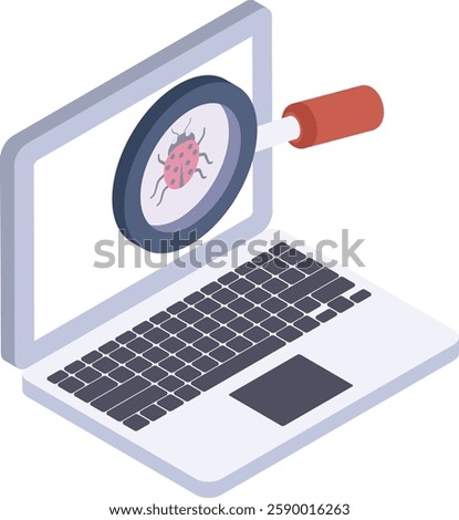 Virus and spyware Scan isometric Concept, Malware Scanning Vector Icon Design, Software and web development symbol, Computer Programming and Coding stock illustration