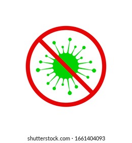 Virus stop sign. Infectious bacteria, germs and microbe icon isolated on white background, antiviral antibacterial defense symbol. Vector illustration