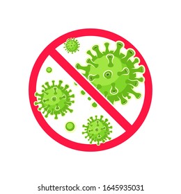 Virus Stop Symbol. Virus protection. Antibacterial and antiviral defence. Vector illustration.