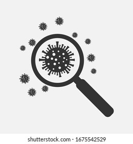 virus strain model Novel coronavirus 2019-nCoV is crossed out with magnifying glass