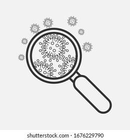 virus strain model Novel coronavirus 2019-nCoV is crossed out with magnifying glass