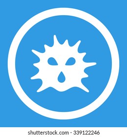 Virus Structure vector icon. Style is flat rounded symbol, white color, rounded angles, blue background.