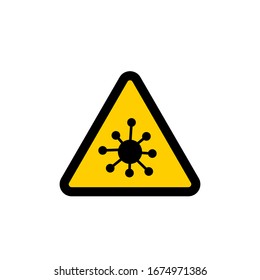Virus Symbol Yellow Warning Vector Sign Isolated White Background