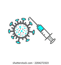 Virus and syringe Illustration vector isolated on white background , Vaccination concept