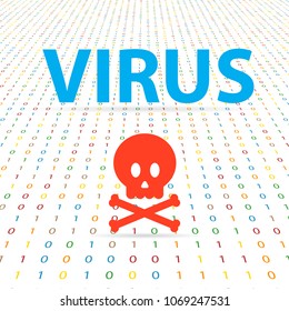 Virus system for hacking digital data. Vector illustration .