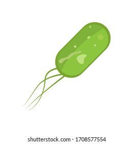 Virus with tail in green color flat design