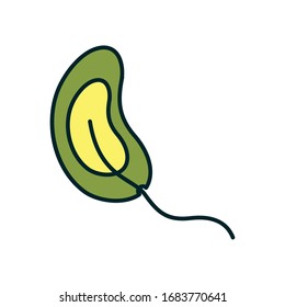 Virus with tail line and fill style icon design, Bacterium organism molecule microbe cell disease illness health medical and infection theme Vector illustration