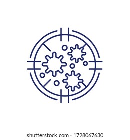 Virus and target icon, line vector