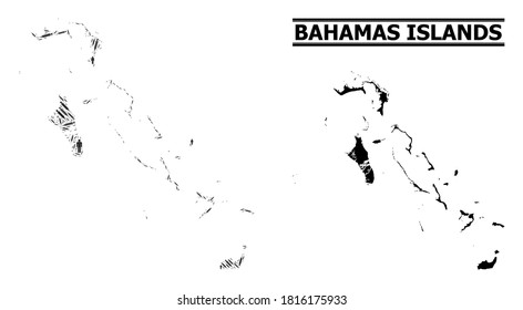 Virus therapy mosaic and solid map of Bahamas Islands. Vector map of Bahamas Islands is organized with vaccine doses and human figures. Abstraction for isolation purposes.