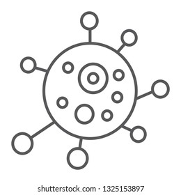 Virus thin line icon, bacterium and biology, microbe sign, vector graphics, a linear pattern on a white background, eps 10.