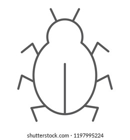 Virus thin line icon, security and internet, computer bug sign, vector graphics, a linear pattern on a white background, eps 10.