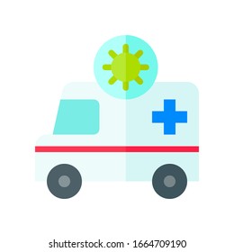 virus transmission or coronavirus related ambulance vector in flat design