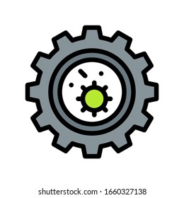 virus transmission or coronavirus related gear with virus vector with editable stroke