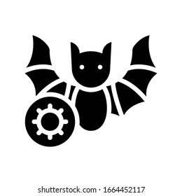 virus transmission or coronavirus related infected bat with bacteria vector in solid design