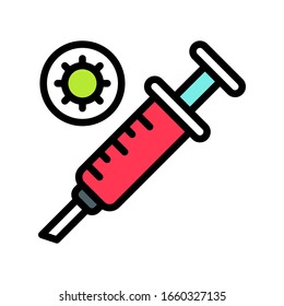 virus transmission or coronavirus related injection or syringe vector with editable stroke