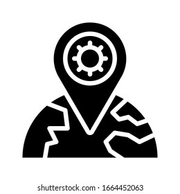 virus transmission or coronavirus related virus location with world globe vector in solid design