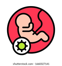 virus transmission or coronavirus related pregnancy baby vector with editable stroke