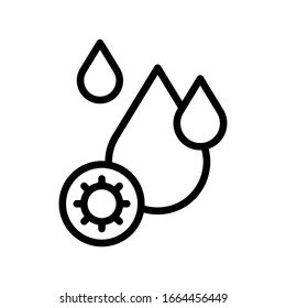 virus transmission or coronavirus related water drops with virus vector in lineal style