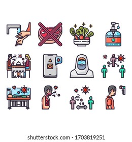 Virus Transmission icon set, vector and illustration