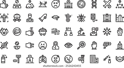 Iconos de transmisión de virus Colección de iconos vectoriales de alta calidad con trazo editable. Ideal para Profesional y Proyectos Creativos.