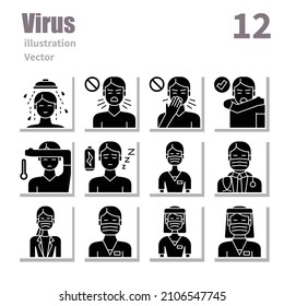 Virus Transmission icons set, Solid, vector and illustration set 2