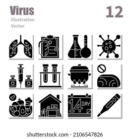 Virus Transmission icons set, Solid, vector and illustration set 3