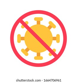 virus transmission related dangerous bacteria with forbidden sign vector in flat design
