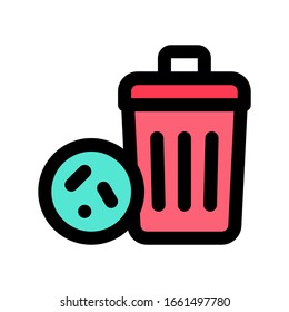 virus transmission related dustbin or trash basket with bacteria vector with editable stroke