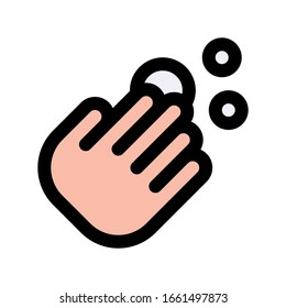 virus transmission related hand with water bubbles vector with editable stroke