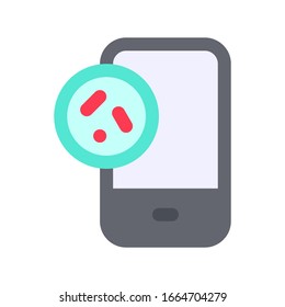 virus transmission related mobile with germs or virus vector in flat design