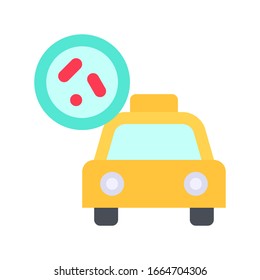 virus transmission related virus on in taxi or car vector in flat design