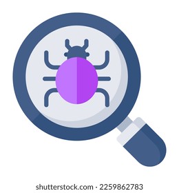      Virus under magnifying glass, debugging