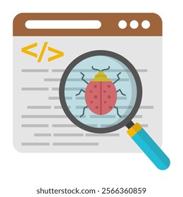 Virus under magnifying glass, debugging