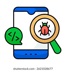 Vírus sob lupa, ícone de depuração