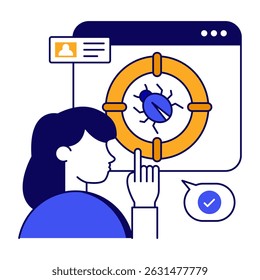 Virus under magnifying glass, debugging
