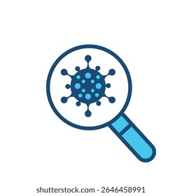 Virus Under Microscope Line Icon  Covid-19 Research and Detection Vector Illustration
